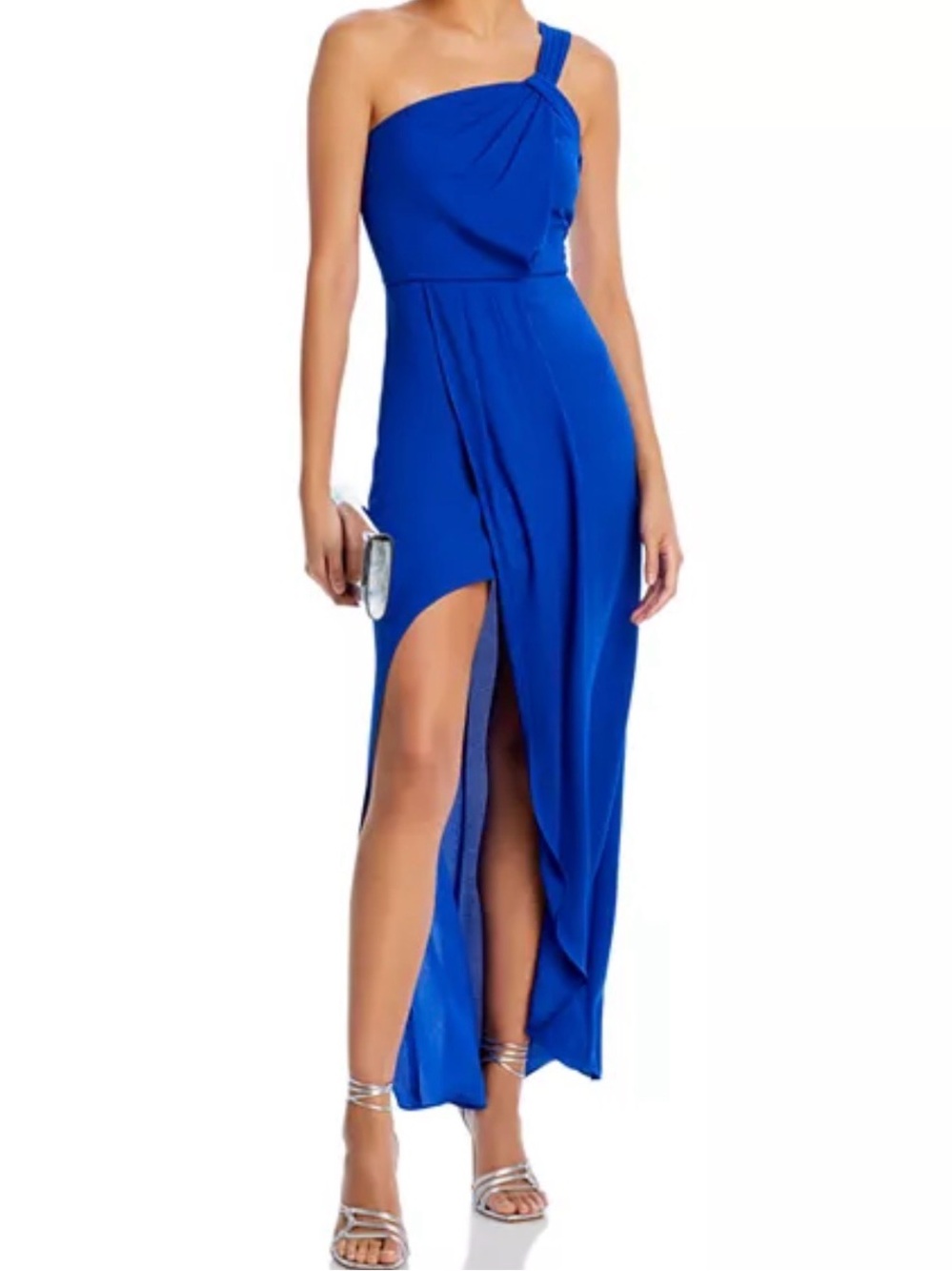 BCBGMAXAZRIA One-Shoulder Royal Blue Evening Dress with Front Slit (0)